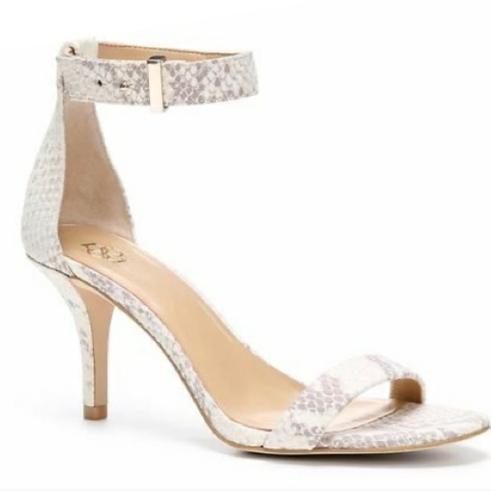 Ann Taylor Snakeskin Ankle Strap Heels/Sandals